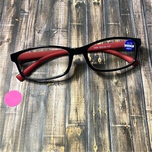 5for$10 Black And Red Trim Framed +1.75 Blue Light Filter Reading Glasses NWOT